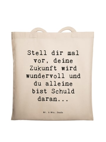 Mr. & Mrs. Panda Beutel Spruch Mutig zu sich selbst stehen mit S... in Creme