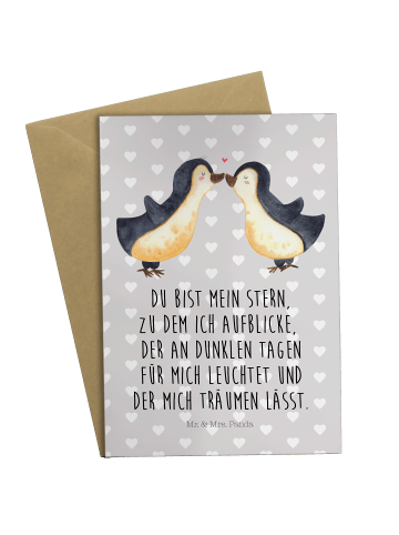 Mr. & Mrs. Panda Grußkarte Pinguin Liebe mit Spruch in Grau Pastell
