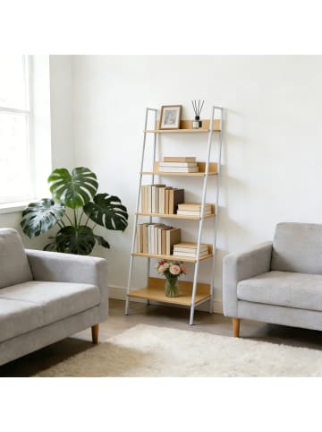 relaxdays Standregal in Weiß/ Natur – (B)60 x (H)170 x (T)30 cm