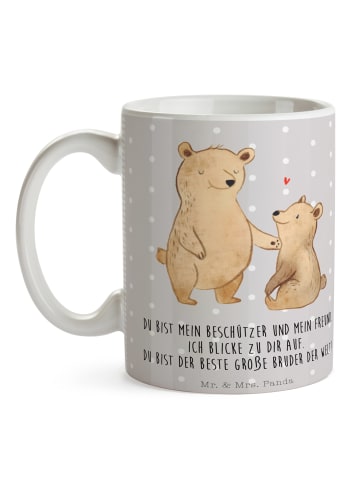 Mr. & Mrs. Panda Tasse Bär Großer Bruder mit Spruch in Grau Pastell