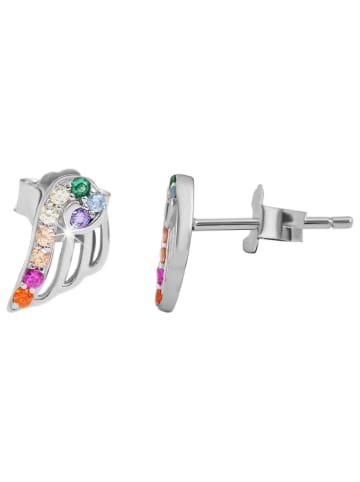 Adeliás Damen Ohrringe – Ohrstecker Flügel aus 925 Silber mit Zirkonia in silber