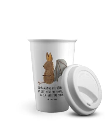Mr. & Mrs. Panda Kaffeebecher To Go Fledermaus Sitzen mit Spruch in Weiß