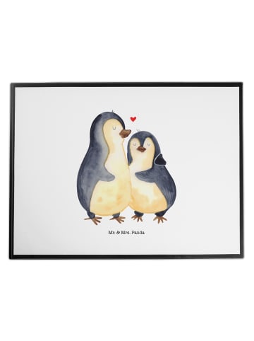 Mr. & Mrs. Panda Schreibtischunterlage Pinguin umarmen ohne Spruch in Weiß