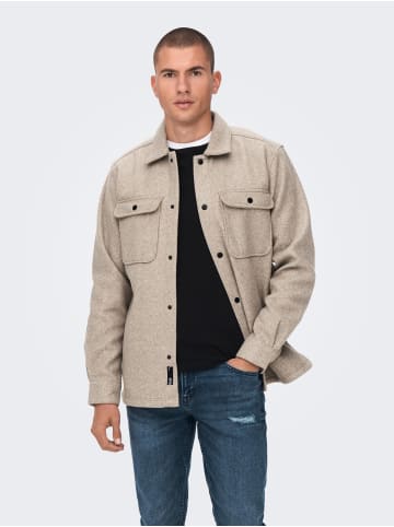 Only&Sons Lockere Hemd Jacke Workwear Shacket ONSASH in Beige