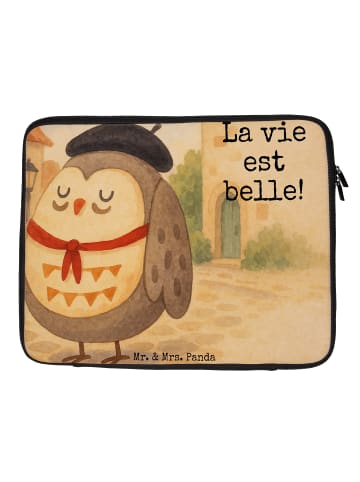 Mr. & Mrs. Panda Laptop Hülle Eule Frankreich Design mit Spruch in Weiß