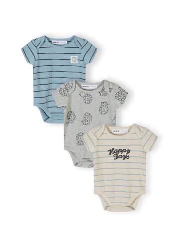Minoti 3-er Pack Bodys 28BABYRIB26 in rauchblau