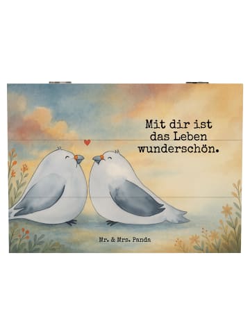 Mr. & Mrs. Panda Box Turteltauben Liebe Design mit Spruch in Weiß