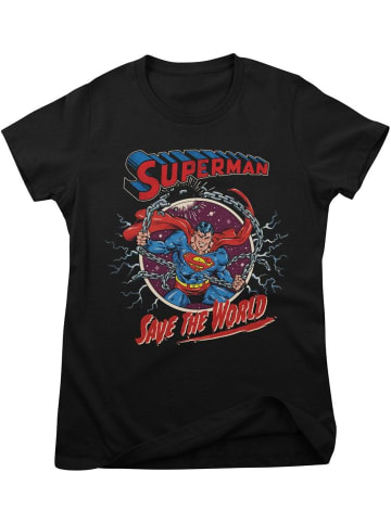 Superman Shirt "Superman Save The World Girly Tee" in Schwarz