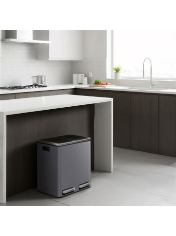 SONGMICS Mülleimer Pary in Grau - (B)31.5 x (H)44.5 x (T)41 cm - 2 x 15 L