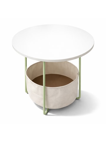 relaxdays Beistelltisch in Salbeigrün/ Cremeweiß - (H)50 x Ø 45 cm