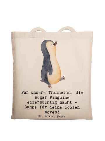 Mr. & Mrs. Panda Einkaufsbeutel Eiskunstlauf Trainerin mit Spruch in Creme