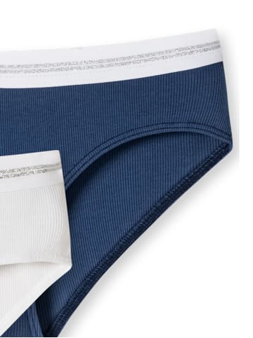 Schiesser Panty Long Life Rib in weiß, nachtblau