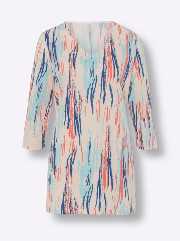 Sieh an! Longshirt in royalblau-koralle-bedruckt