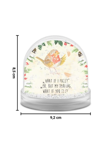 Mr. & Mrs. Panda Weihnachts Schneekugel Rotkehlchen Federn mit S... in Naturpapier