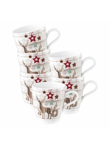 Seltmann Weiden 6er Set Henkelbecher Life Christmas 400 ml in weiß-braun