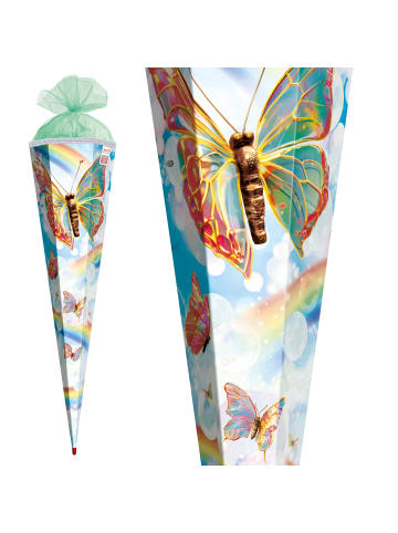 ROTH Motiv-Schultüte Rainbow Butterfly 85 cm Sound Glitzerborte in Grün