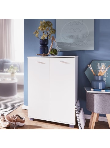 KADIMA DESIGN Schuhschrank-Kommode, bis 12 Paar Schuhe, 2 Türen, 3 Einlegeböden in Weiß