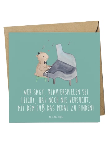 Mr. & Mrs. Panda Einladungskarte Klavier Herausforderung mit Spruch in Meeresbrise