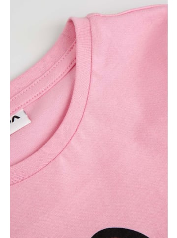 MOKIDA Baumwoll-T-Shirt mit kurzen Ärmeln in gedämpftes Rosa