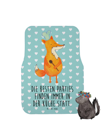 Mr. & Mrs. Panda Fußmatte Fürs Auto Fuchs Koch mit Spruch in Türkis Pastell