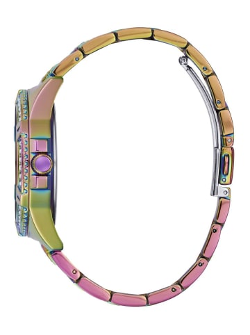 Guess Damen-Armbanduhr Lady Frontier Regenbogenfarben Silber / Mehrfarbig