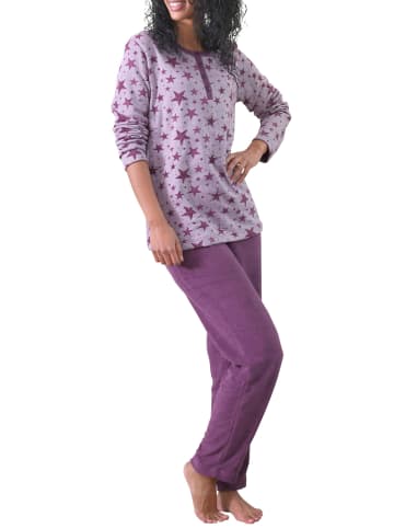 NORMANN Frottee Pyjama Schlafanzug Sterne - 48790 in beere