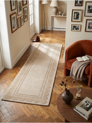 KADIMA DESIGN Wollteppich Kurzflor WENSUM Geometrisch Abstrakt Handgetuftet in Beige