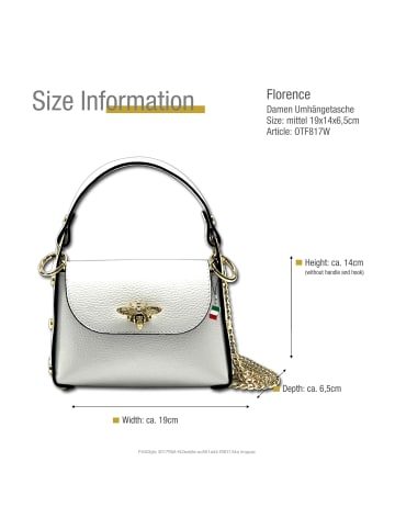 Florence Leder Umhängetasche Florence Tasche weiß ca. 19cm