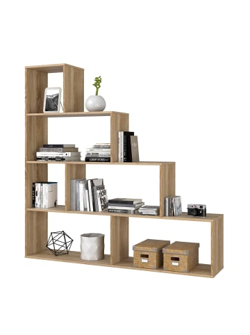CALICOSY Treppenregal Klum in Helles Eichenholz - (W) 145  x (H) 145  x (L) 29  cm