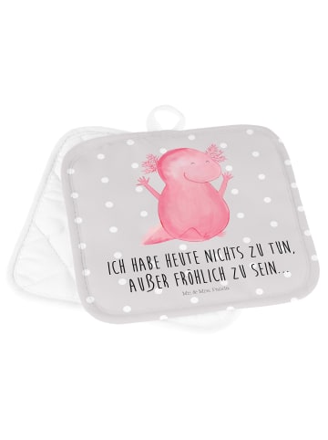 Mr. & Mrs. Panda Topflappen Axolotl Hurra mit Spruch in Grau Pastell
