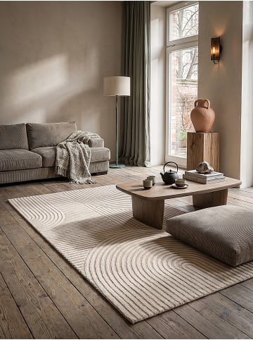 KADIMA DESIGN Kurzflorteppich, 15 mm hoch mit plastischem Halbkreis-Relief in Beige