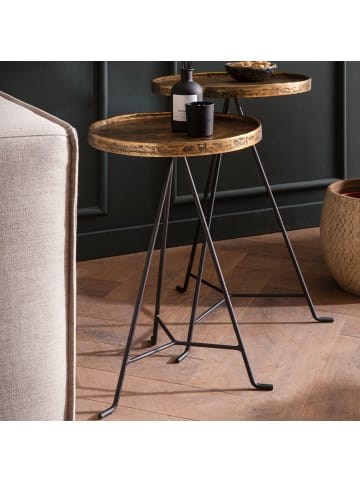 FineBuy Beistelltisch in Gold / Metall / 38x38x63