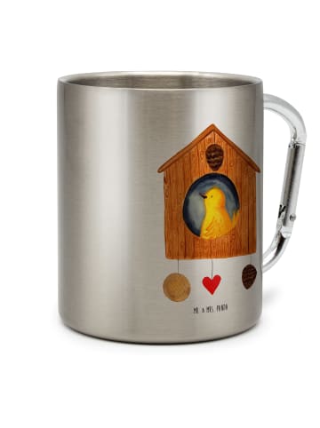 Mr. & Mrs. Panda Edelstahltasse Vogel Haus ohne Spruch in Silber