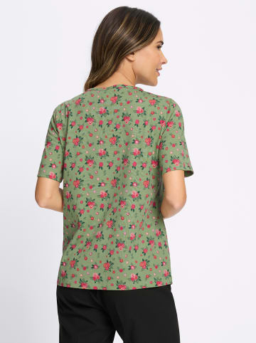 Sieh an! Kurzarm-Shirt in eucalyptus-rot-bedruckt