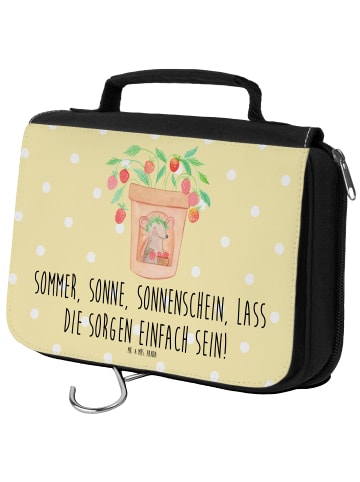 Mr. & Mrs. Panda Kulturbeutel Sommerfreude mit Spruch in Gelb Pastell