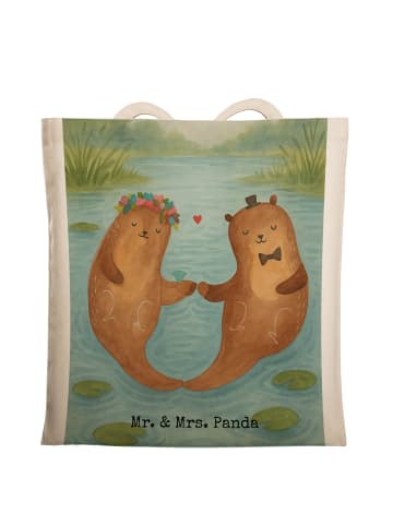 Mr. & Mrs. Panda Umhängetasche Hochzeit Otter Design ohne Spruch in Weiß
