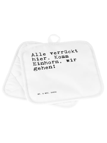 Mr. & Mrs. Panda Topfuntersetzer Alle verrückt hier. Komm... mit... in Weiß