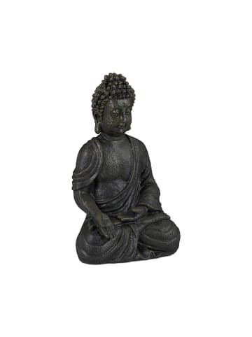 relaxdays Buddha Figur in Dunkelgrau - (H)30 cm