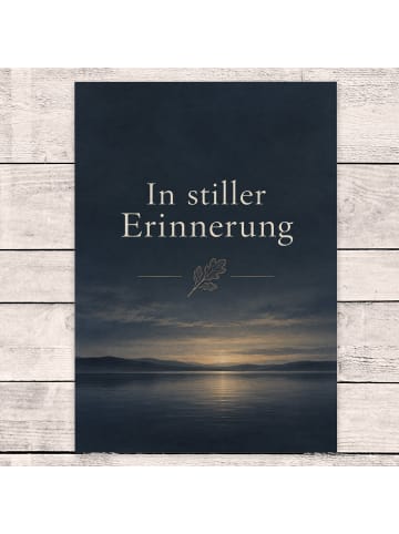 Trauerspruchkarte Eichenblatt würdevoll Design ... in Weiß