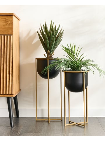 Beliani 2er-Set Indoor Blumentopf THUJA in Schwarz/Gold