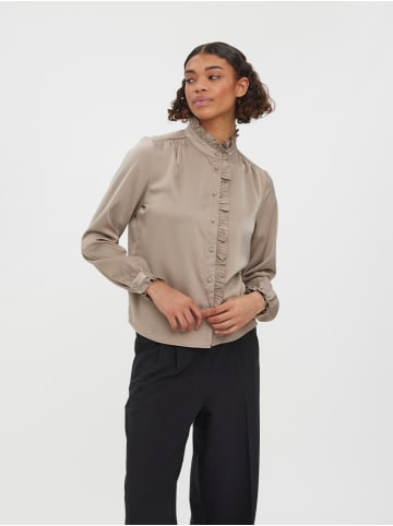 Vero Moda Business Satin Bluse Elegantes Volant Hemd VMADJURE in Beige