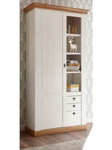 Furn.Design Stauraumschrank weiß Pinie, Eiche Wotan, Landhaus Mehrzweckschrank 102 x 204 cm