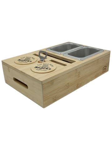 UNUS Couchbar Sofatablett mit Getränkehalter mit Snackschalen in Braun