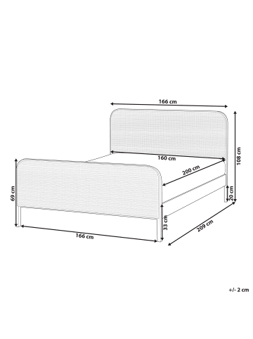 Beliani Doppelbett GONFARON in Schwarz/Braun - (W) 166 x (H) 108 x (L) 209 cm