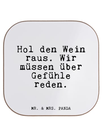 Mr. & Mrs. Panda Getränkeuntersetzer Hol den Wein raus.... mit S... in Weiß