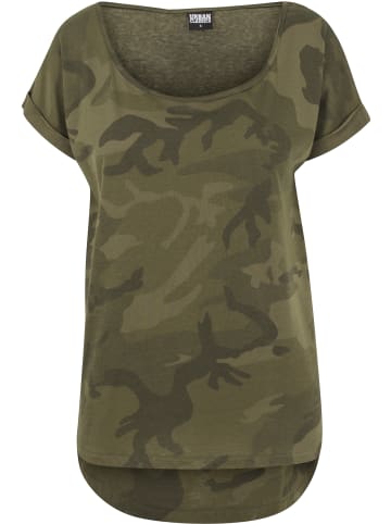 Urban Classics Urban Classics Damen Ladies Camo Back Shaped Tee in olive camo