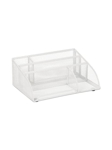 relaxdays Schreibtisch-Organizer in Weiß - (B)25,5 x (H)10,5 x (T)17 cm