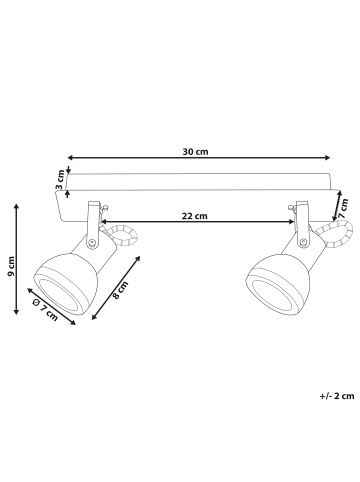 Beliani Deckenleuchten BARO in Weiß/Schwarz - (W) 30 x (H) 12 x (L) 7 cm