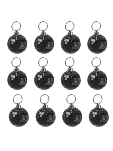 MARELIDA 12er Set Weihnachtsbaumschmuck Discokugel Spiegelkugel D: 5cm in schwarz