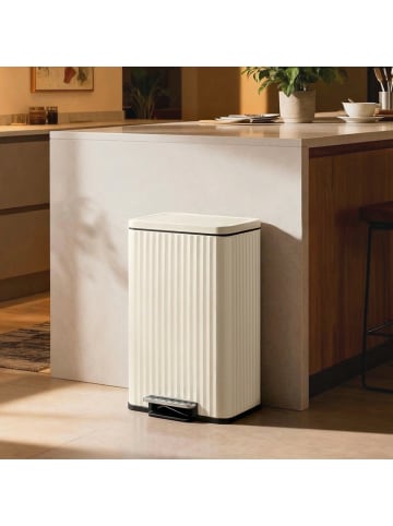 SONGMICS Abfalleimer Patia in Creme - (B)33.6 x (H)62.5 x (T)40.3 cm - 50 L